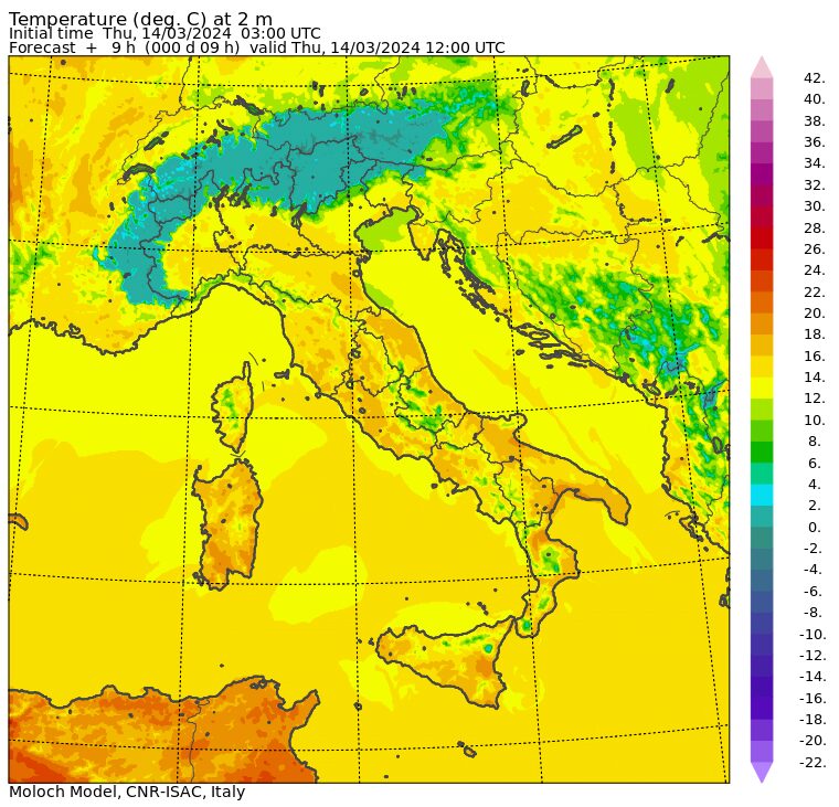temperature massime 14 marzo