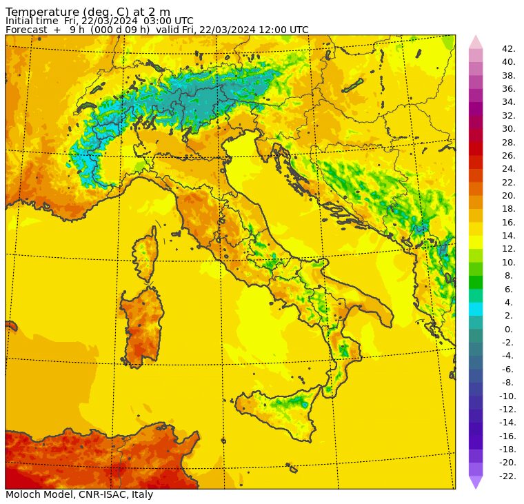 temperature massime 22 marzo