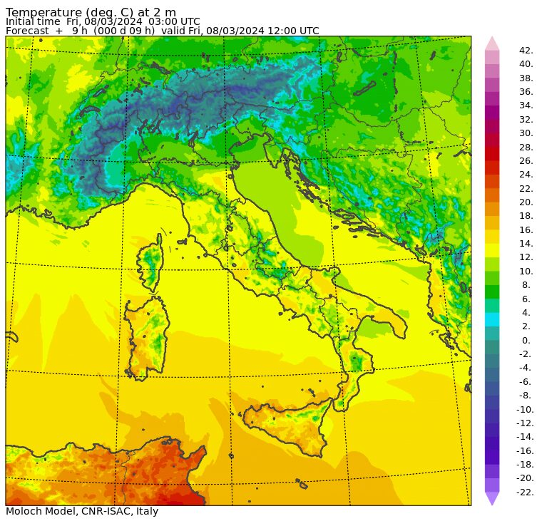 temperature massime 8 marzo