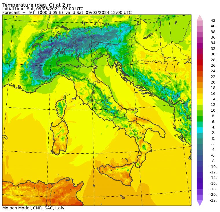 temperature massime 9 marzo