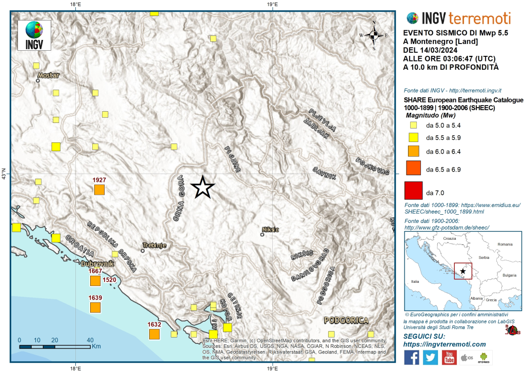 terremoti storici montenegro