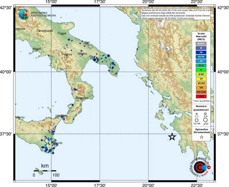 terremoto oggi sicilia calabria puglia grecia