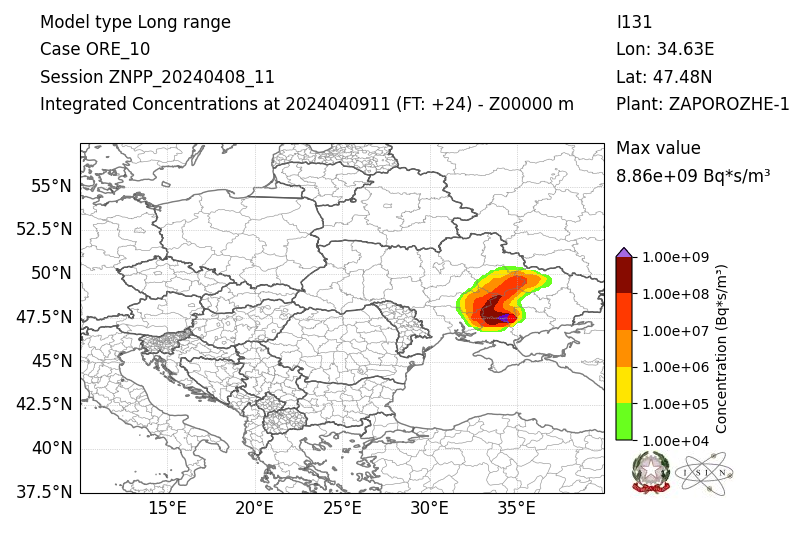 Simulazione nube radioattiva 8 aprile