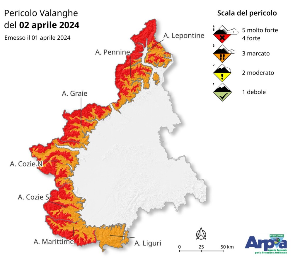 allerta valanghe piemonte 2 aprile