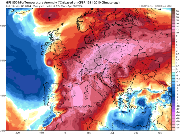 caldo europa 8 aprile 2024