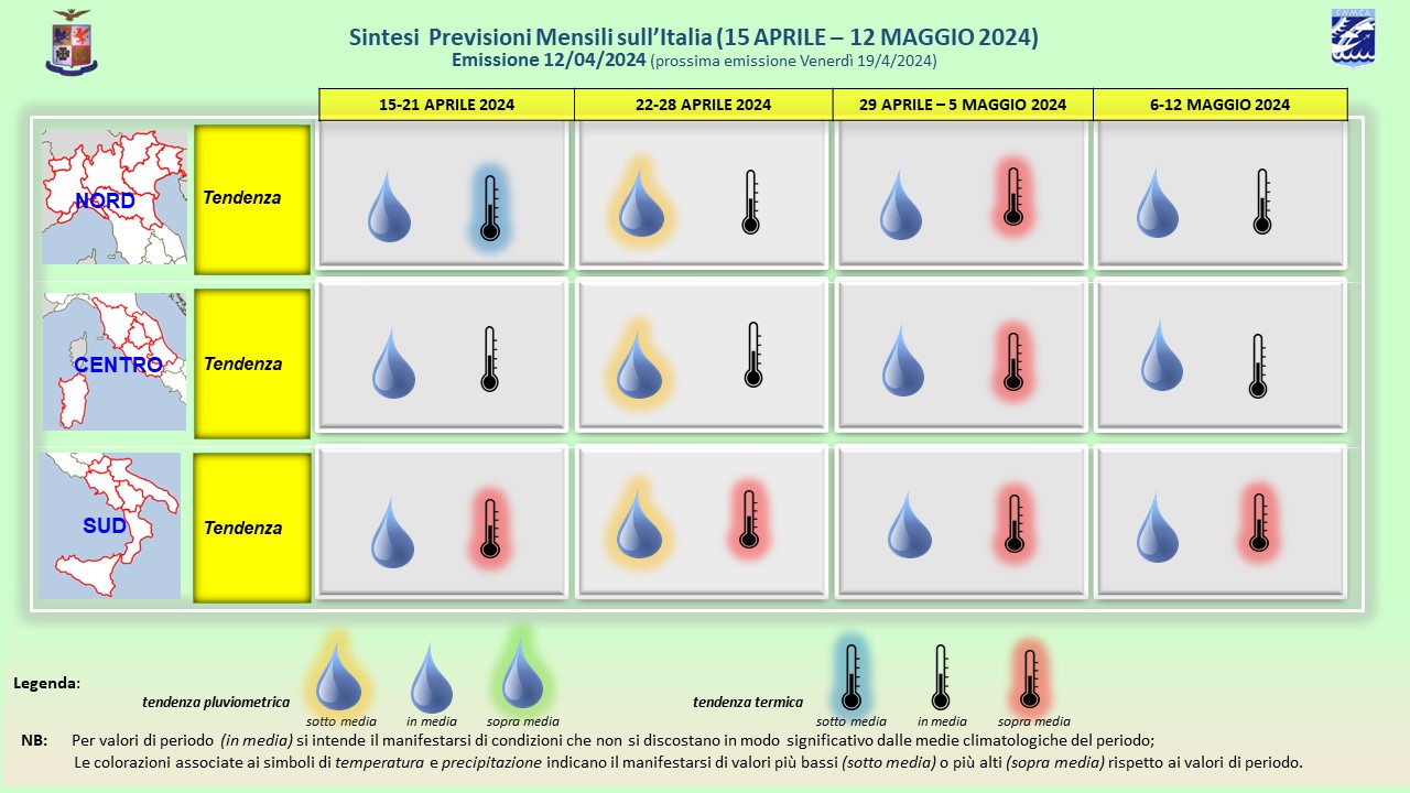 previsioni meteo mensili aeronautica militare fino 12 maggio