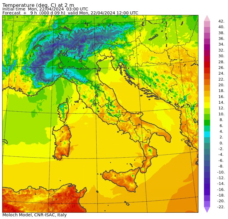 temperature massime 22 aprile