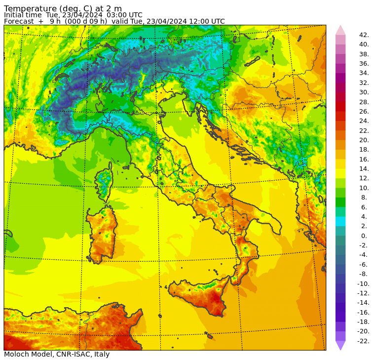 temperature massime 23 aprile