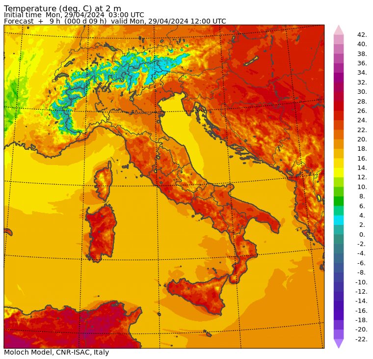 temperature massime 29 aprile