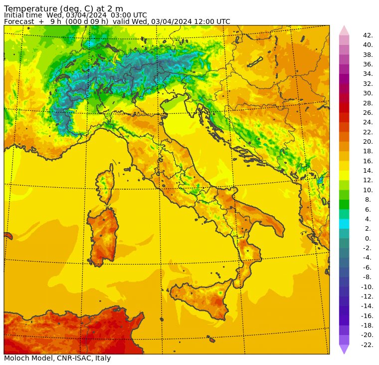 temperature massime 3 aprile