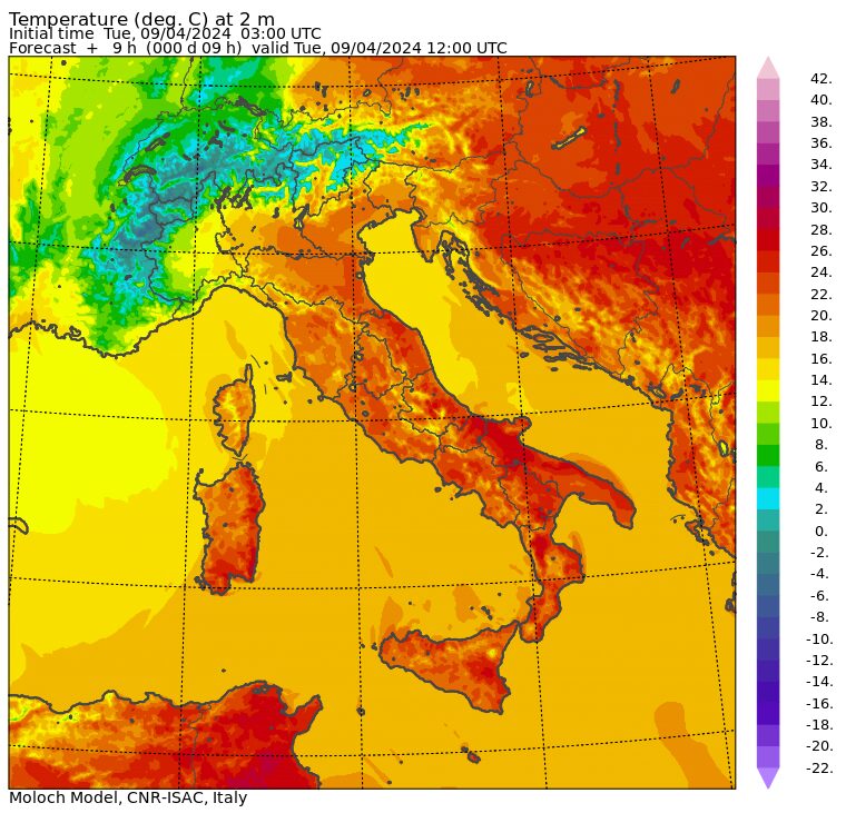 temperature massime 9 aprile