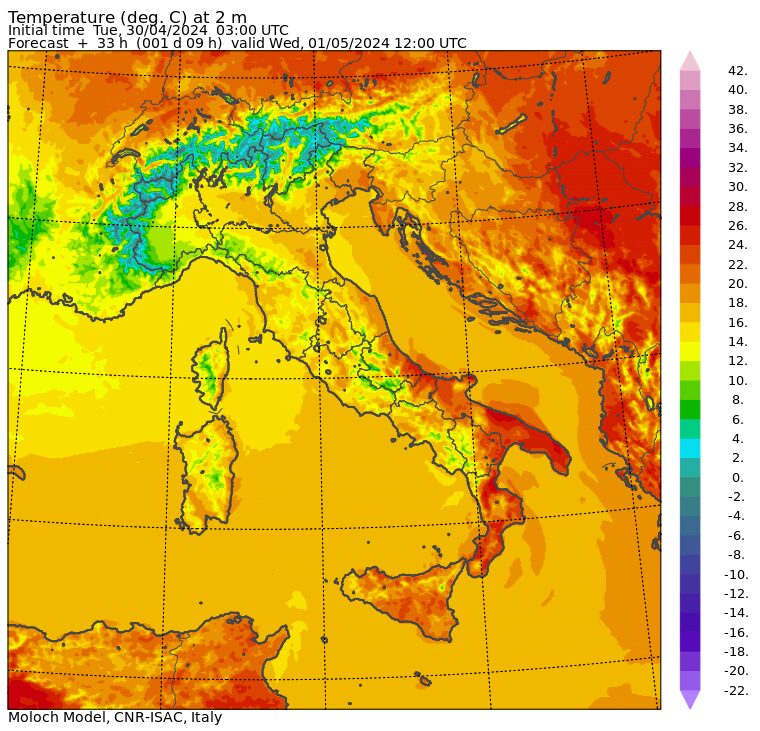 temperature massime primo maggio