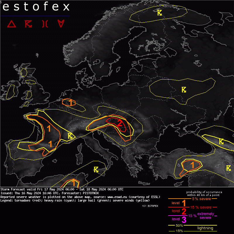 allerta meteo estofex 17 maggio