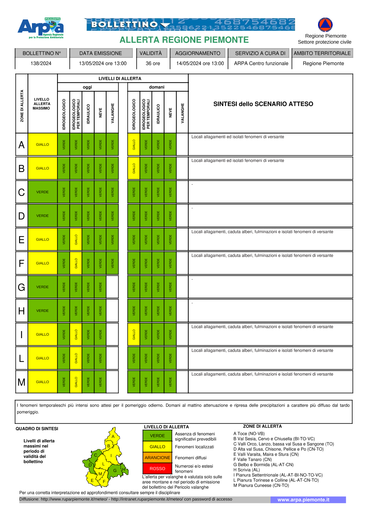 allerta meteo piemonte 13 14 maggio