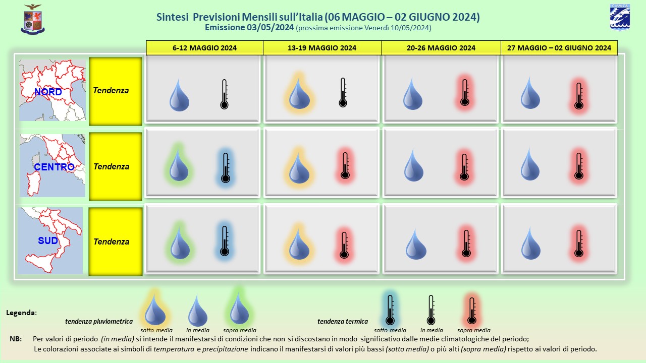 previsioni meteo mensili aeronautica militare maggio 2024