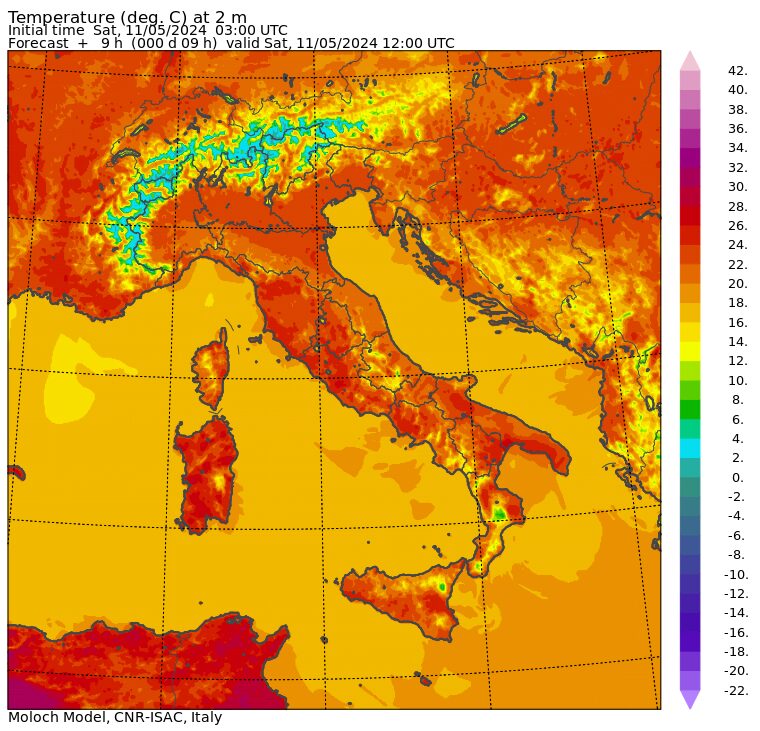 temperature massime 11 maggio