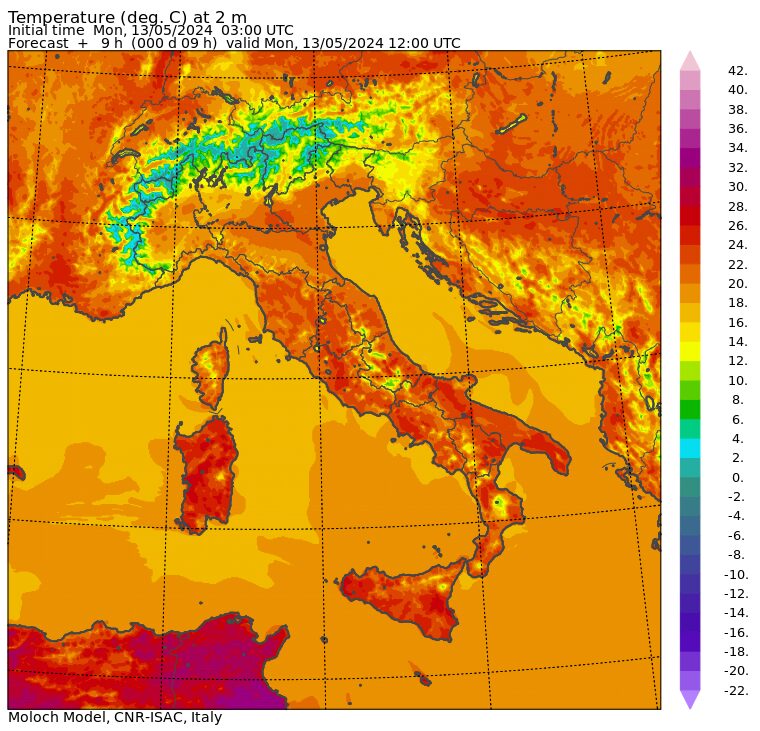 temperature massime 13 maggio