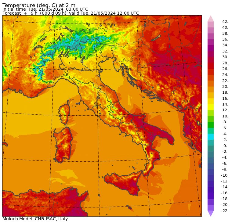 temperature massime 21 maggio