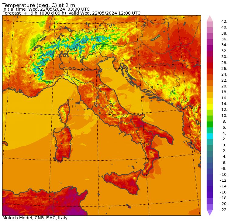 temperature massime 22 maggio