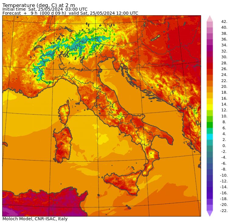 temperature massime 25 maggio