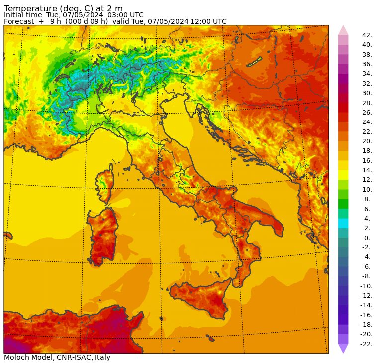 temperature massime 7 maggio