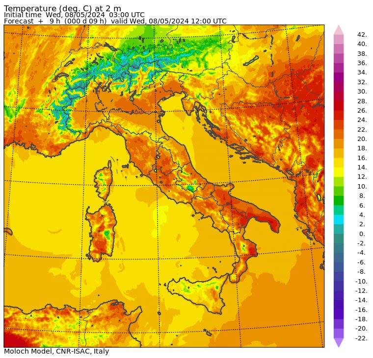 temperature massime 8 maggio