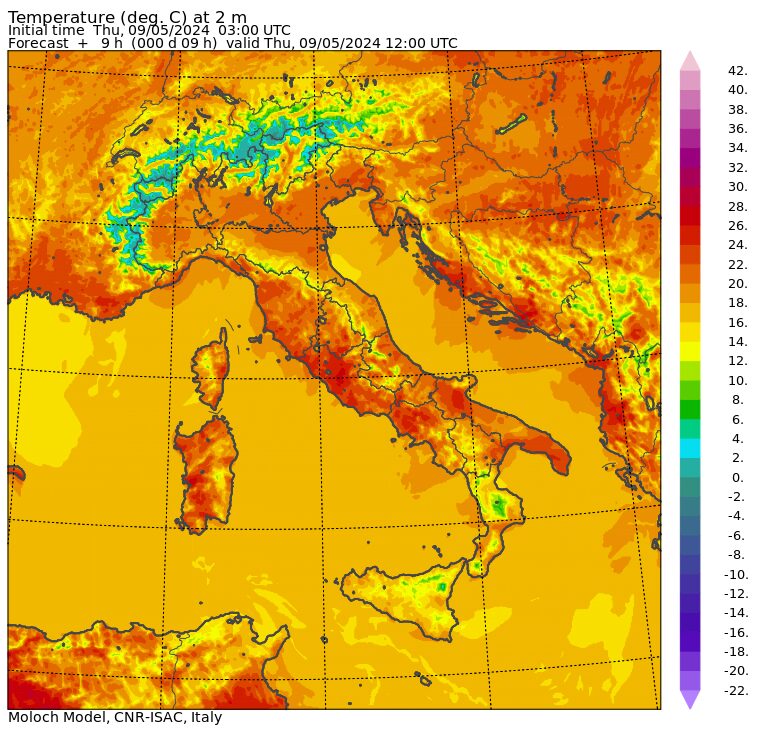 temperature massime 9 maggio