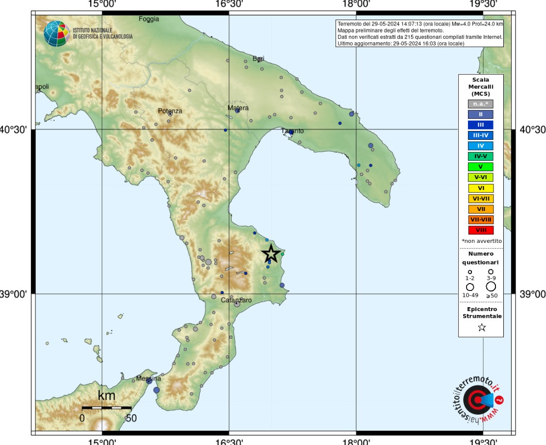 terremoto cirò 29 maggio 2024