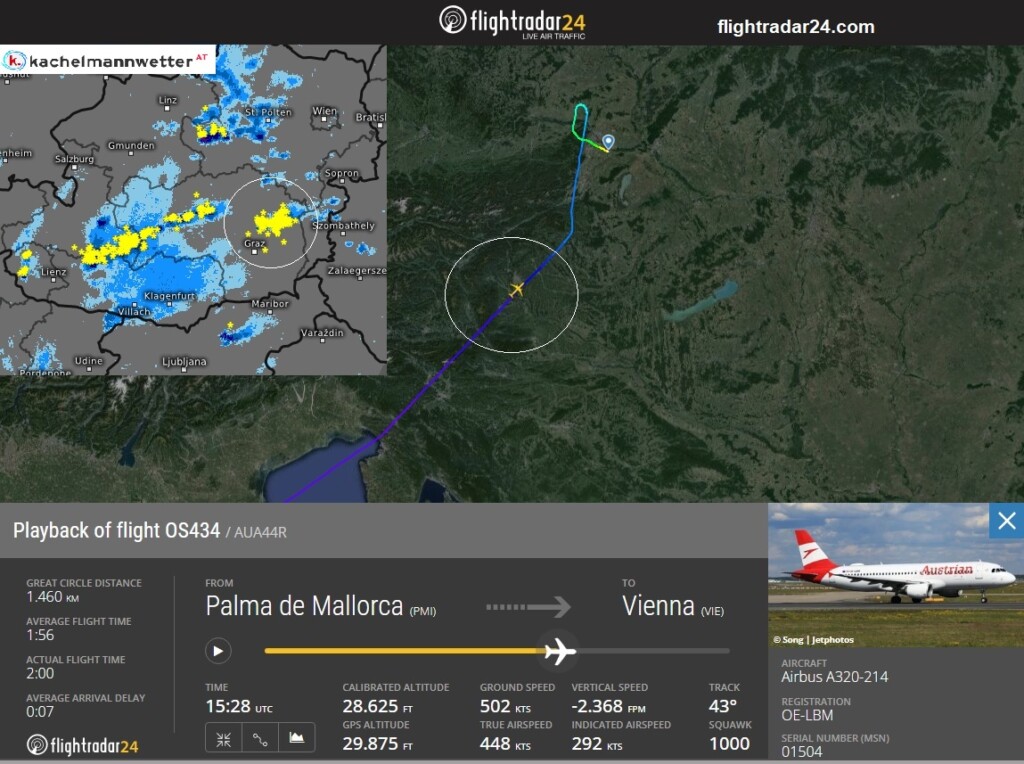 aereo palma vienna grandine