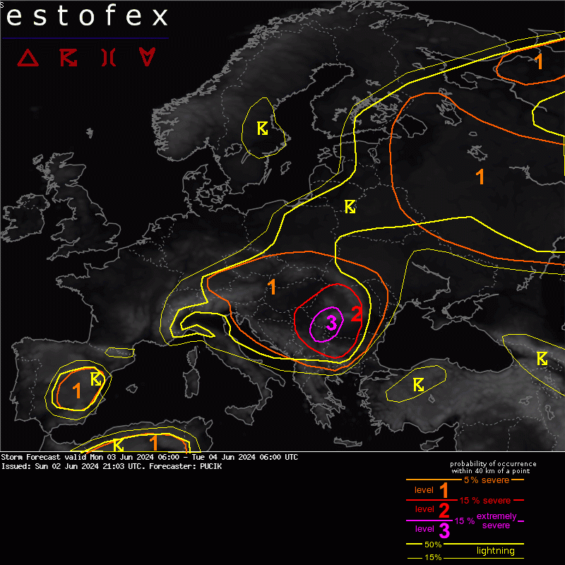 allerta meteo estofex 3 giugno