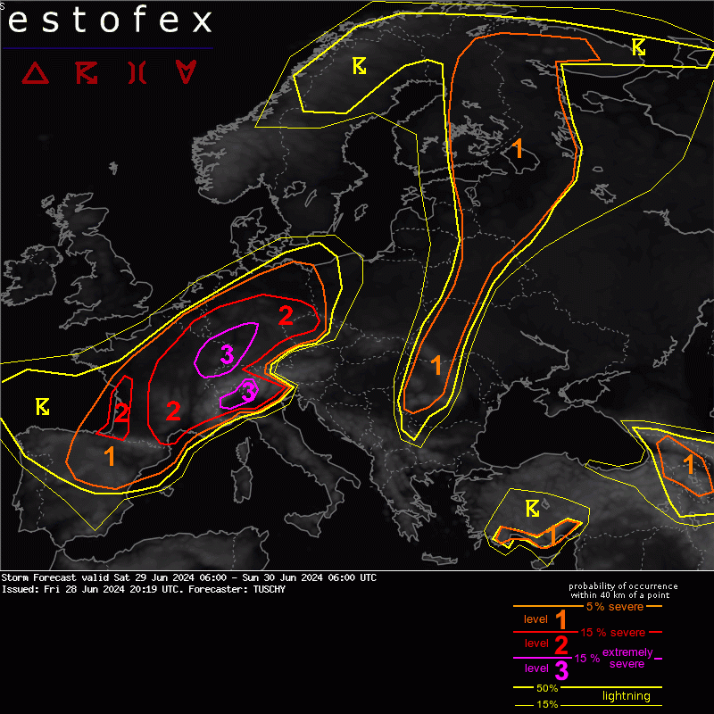 allerta meteo oggi 29 giugno nord italia estofex