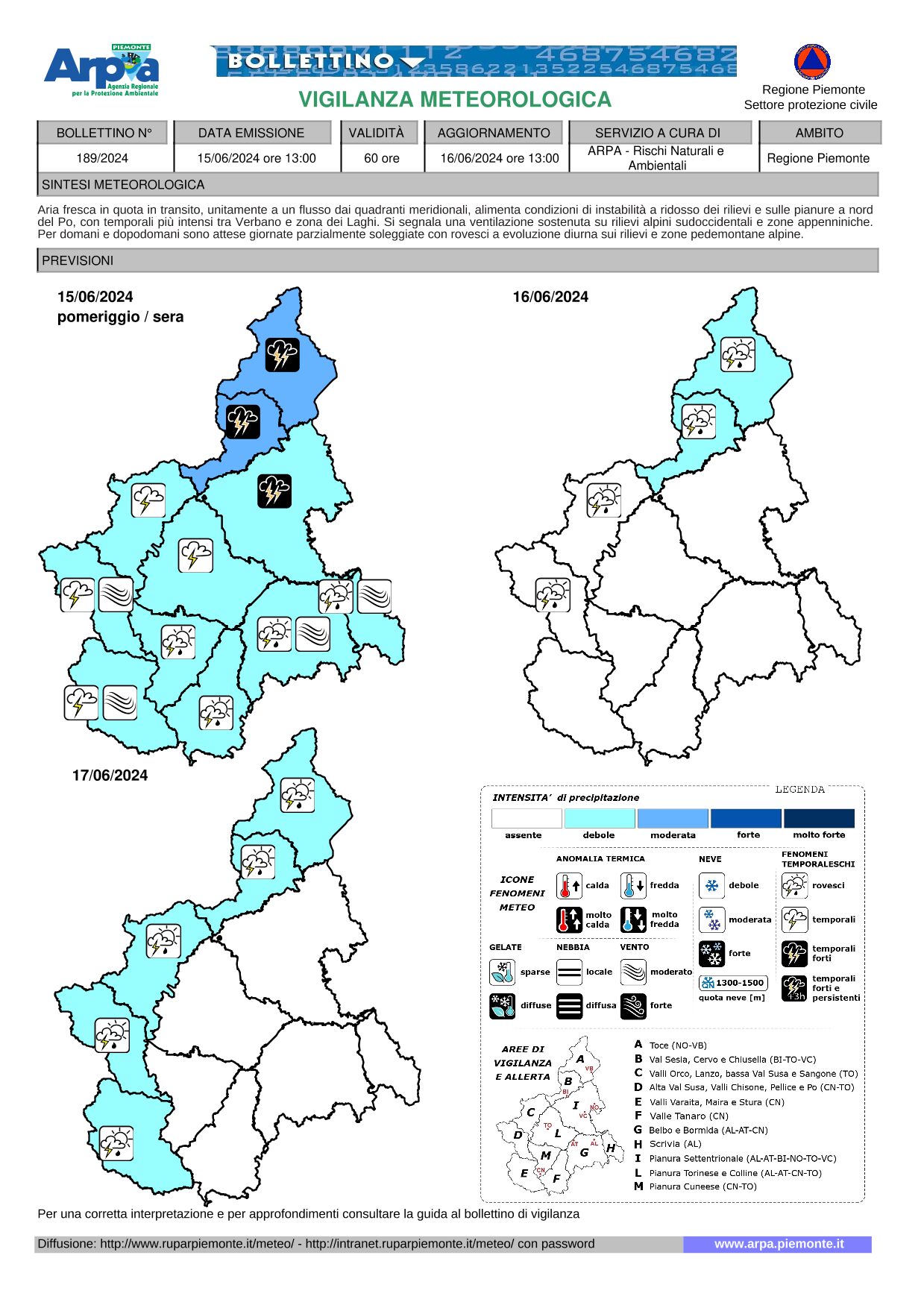 allerta meteo piemonte 15 giugno