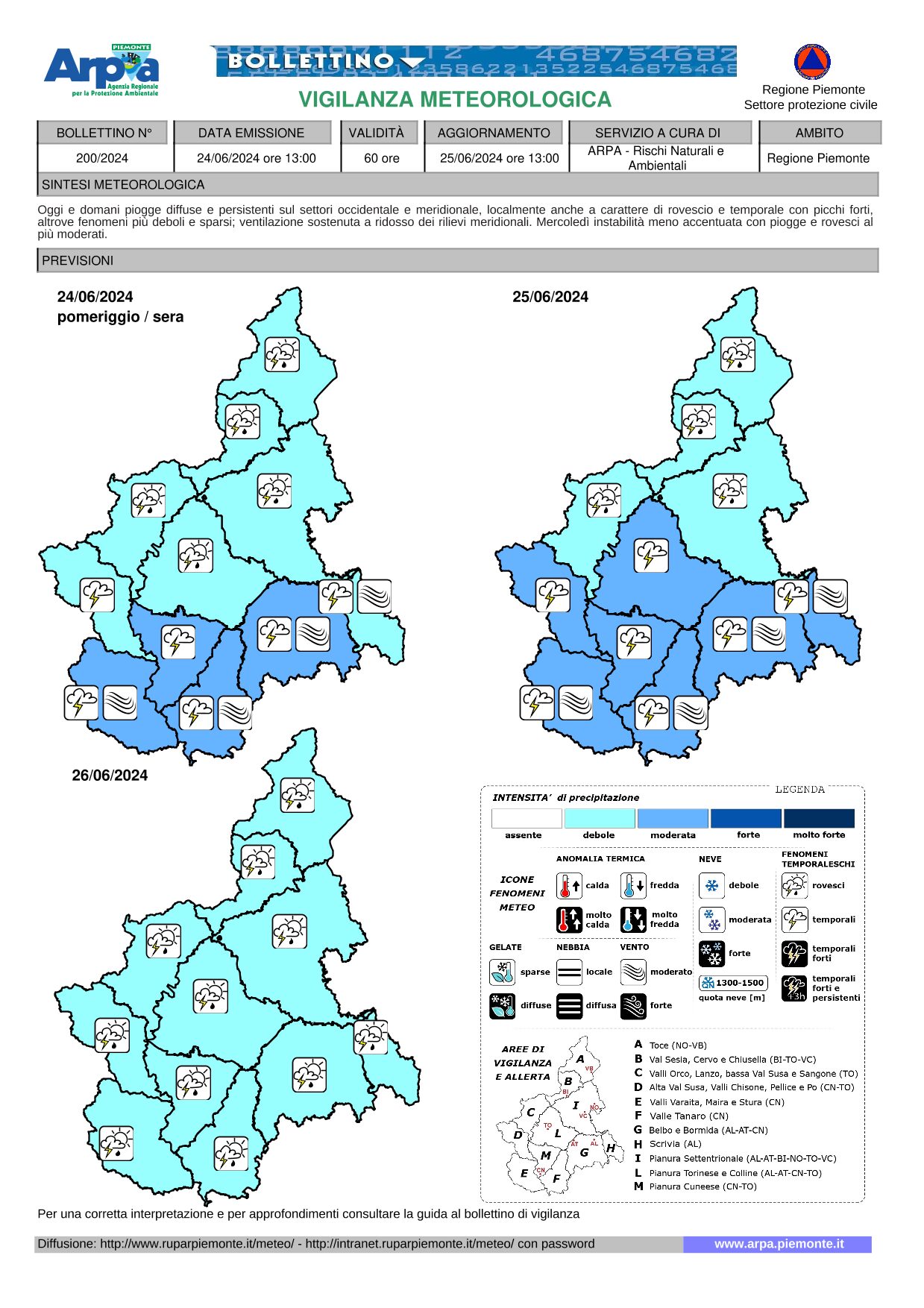 allerta meteo piemonte 24 giugno