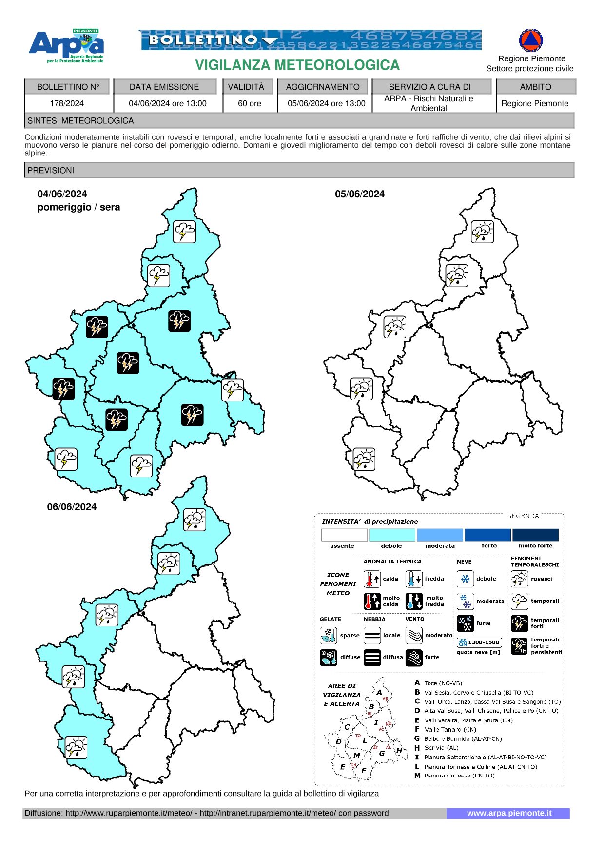 allerta meteo piemonte 4 giugno