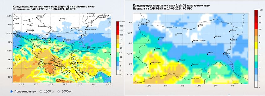 polvere sahara europa 13-14 giugno 2024