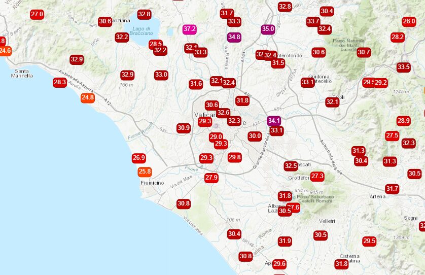 roma temperature massime 7 giugno 2024