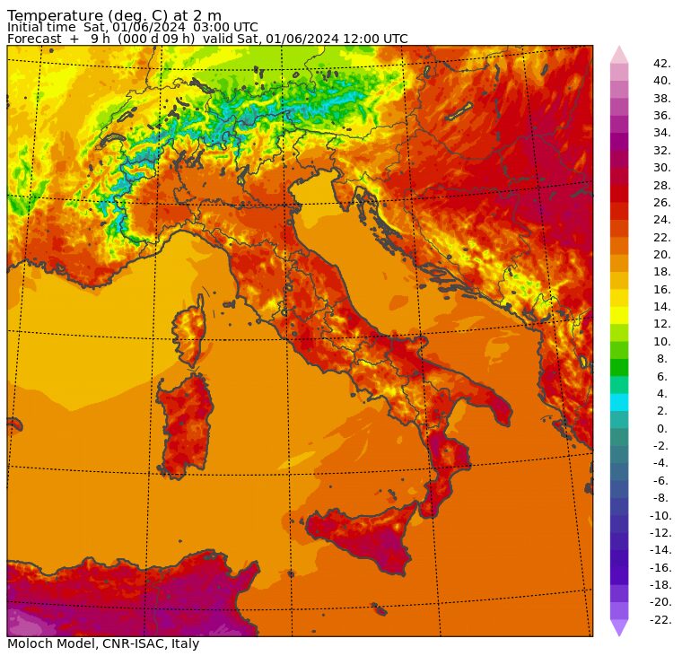 temperature massime 1 giugno