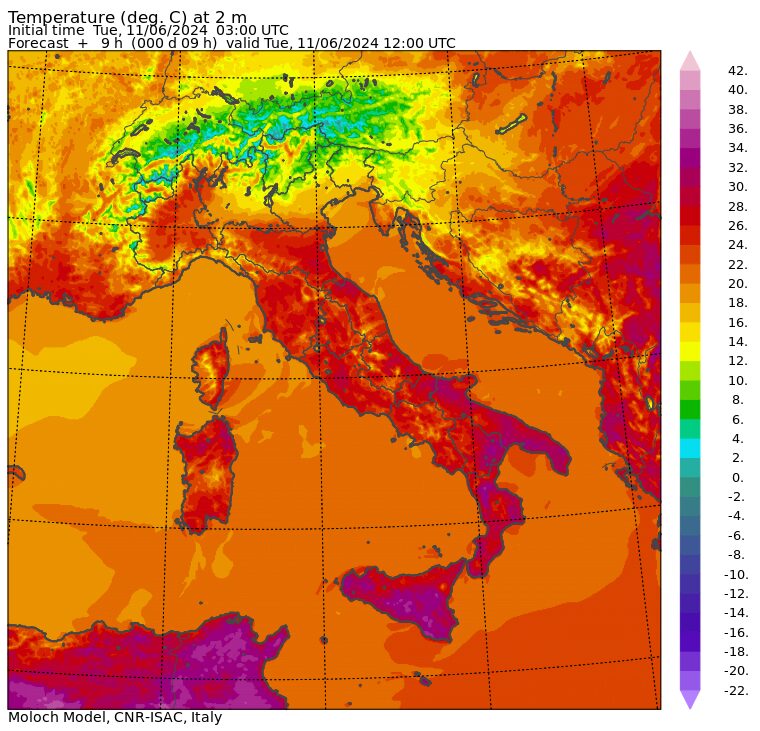 temperature massime 11 giugno