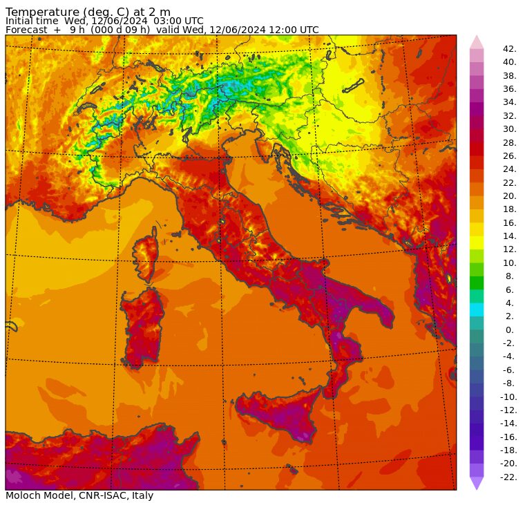 temperature massime 12 giugno