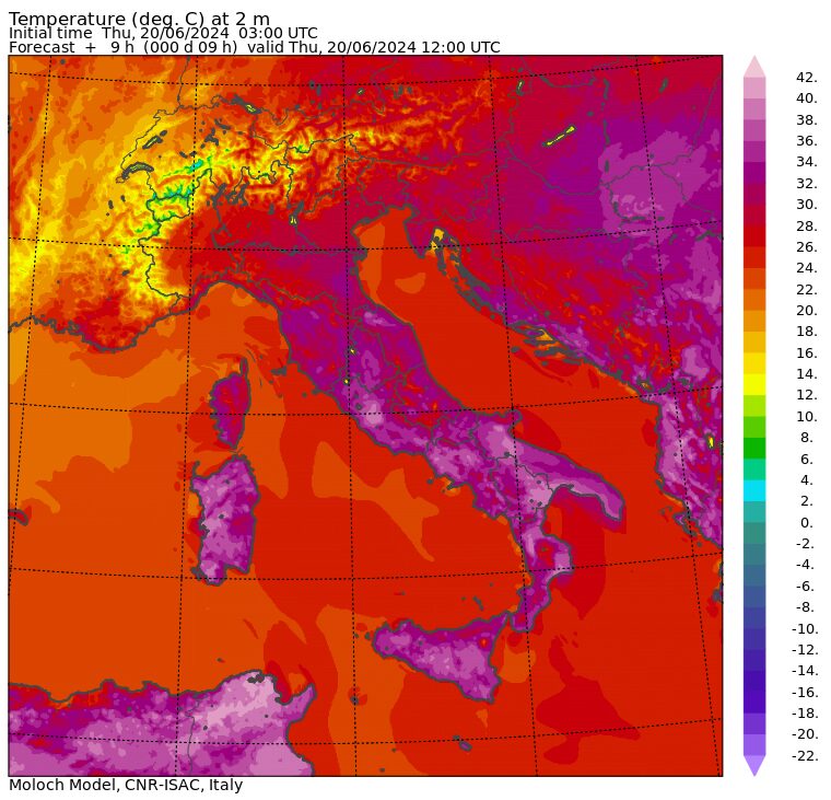 temperature massime 20 giugno
