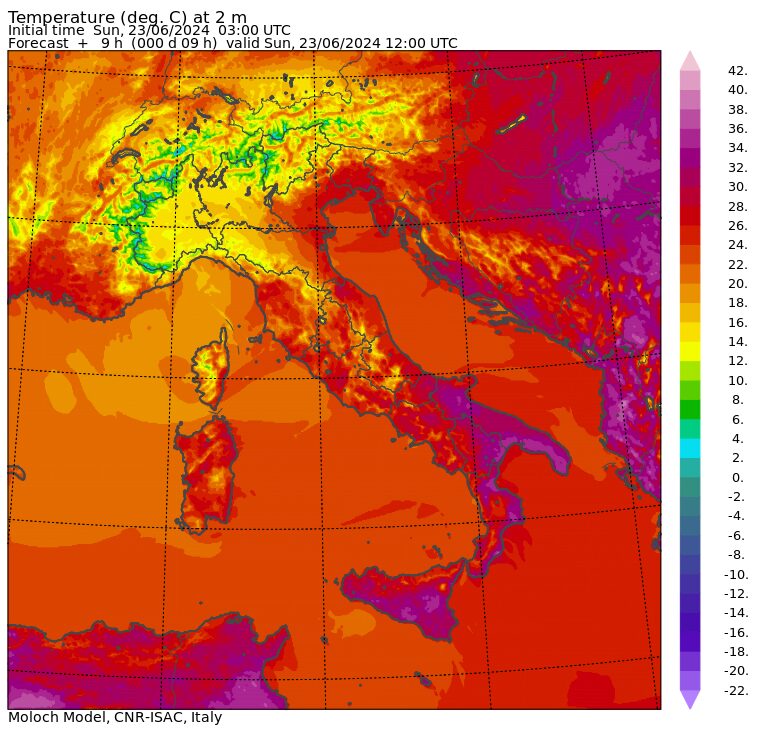 temperature massime 23 giugno