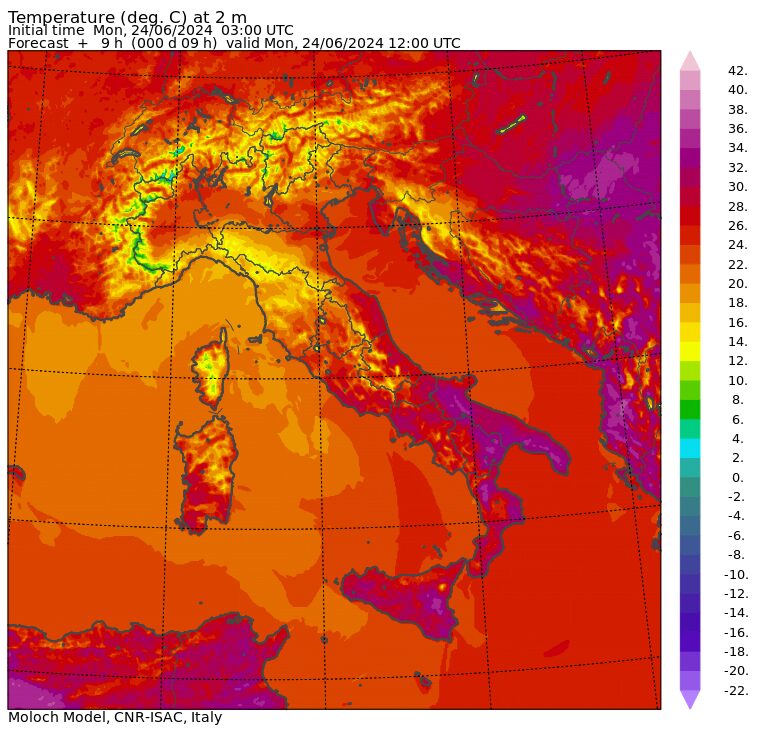 temperature massime 24 giugno