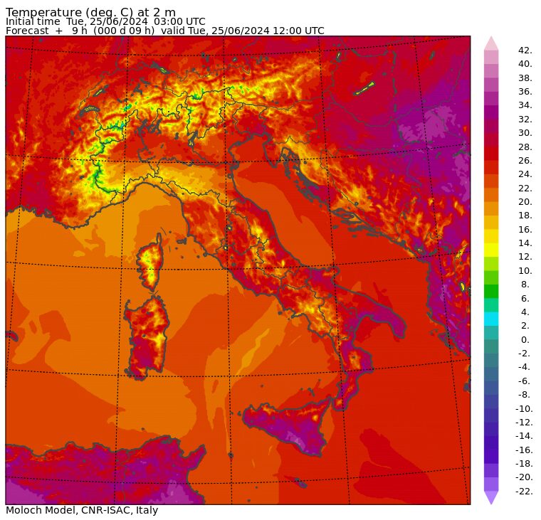 temperature massime 25 giugno