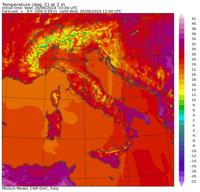 temperature massime 26 giugno