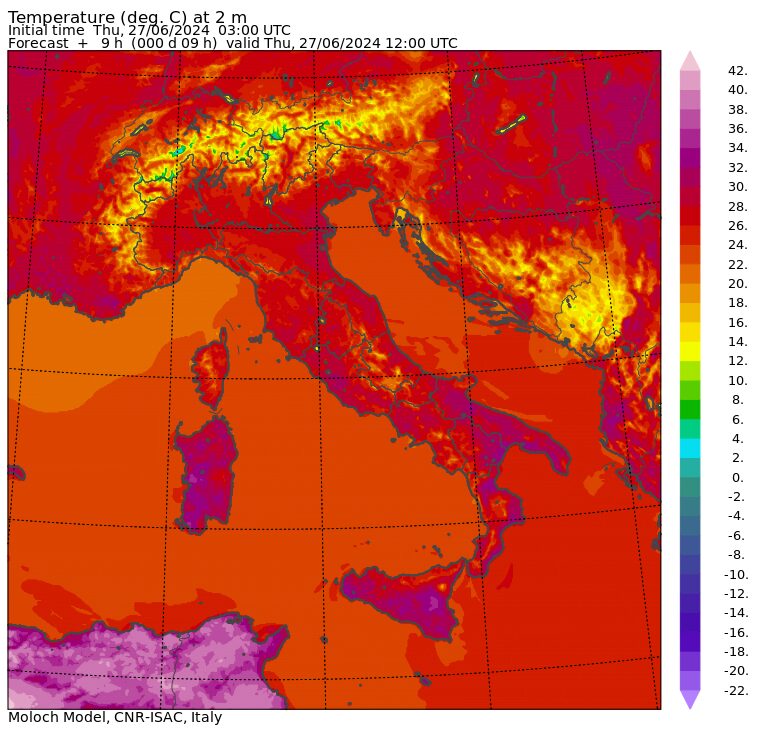 temperature massime 27 giugno