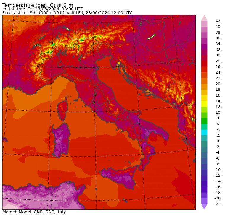 temperature massime 28 giugno