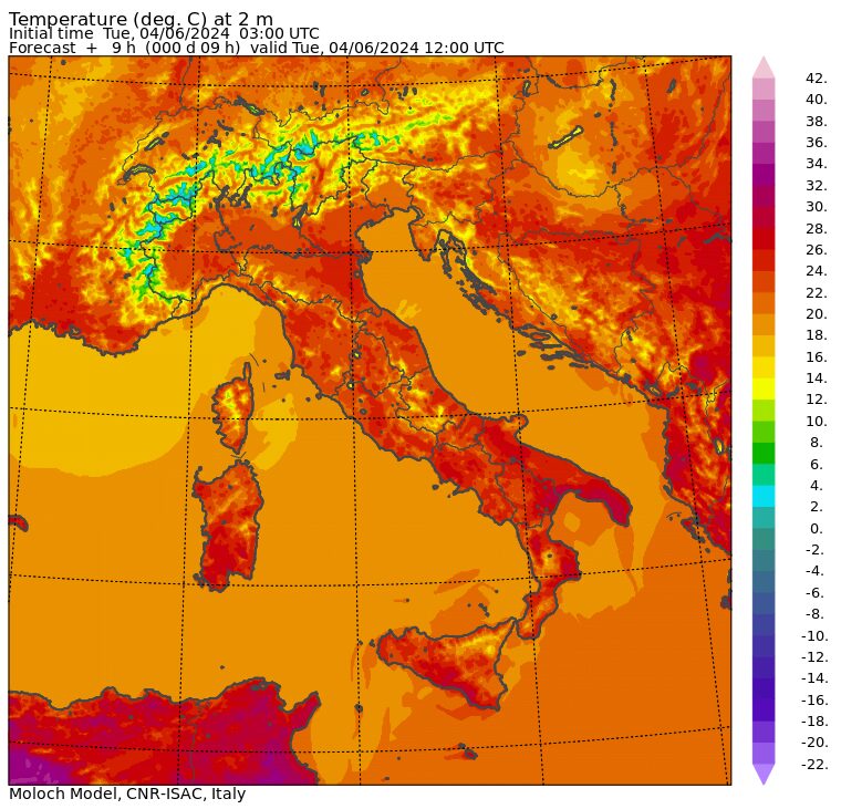 temperature massime 4 giugno