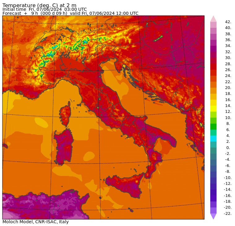 temperature massime 7 giugno