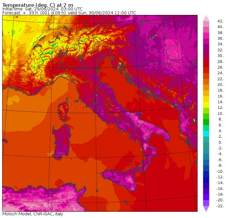 temperature massime domenica 30 giugno