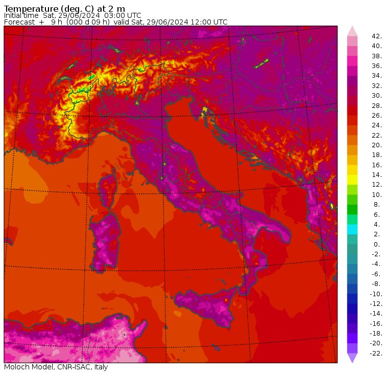 temperature massime sabato 29 giugno